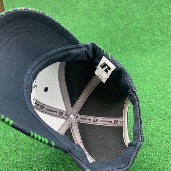 Russell Youth Navy Green Back Strap Round Bill Adjustable Baseball Cap - Picture 3 of 4